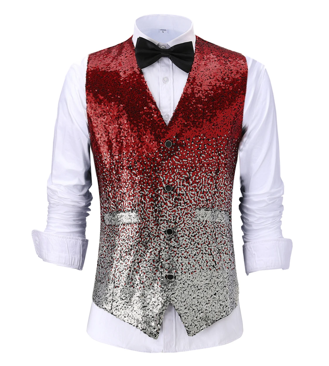 Burgundy-Silver Повседневный блестящий мужской жилет с блестками, фиолетовый, серебристый приталенный смокинг с v-образным вырезом, школьные вечерние зеленые жилеты для свадьбы, банкета, ночного клуба - Цвет: Burgundy-Silver