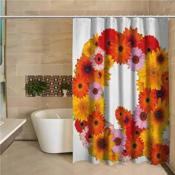 

Letter Q Hotel Quality Polyester Shower Curtain Floral Capital Q Ornamental Spring Florets Romantic Inspirational Initials Print