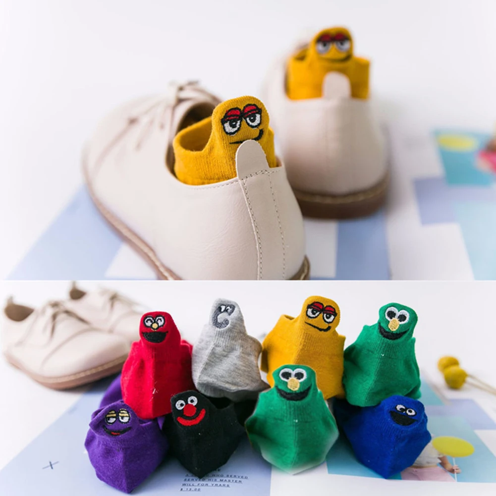 

2019 fashion women cute sesame street anime socks fun cartoon pattern summer ankle socks casual happy woman socks