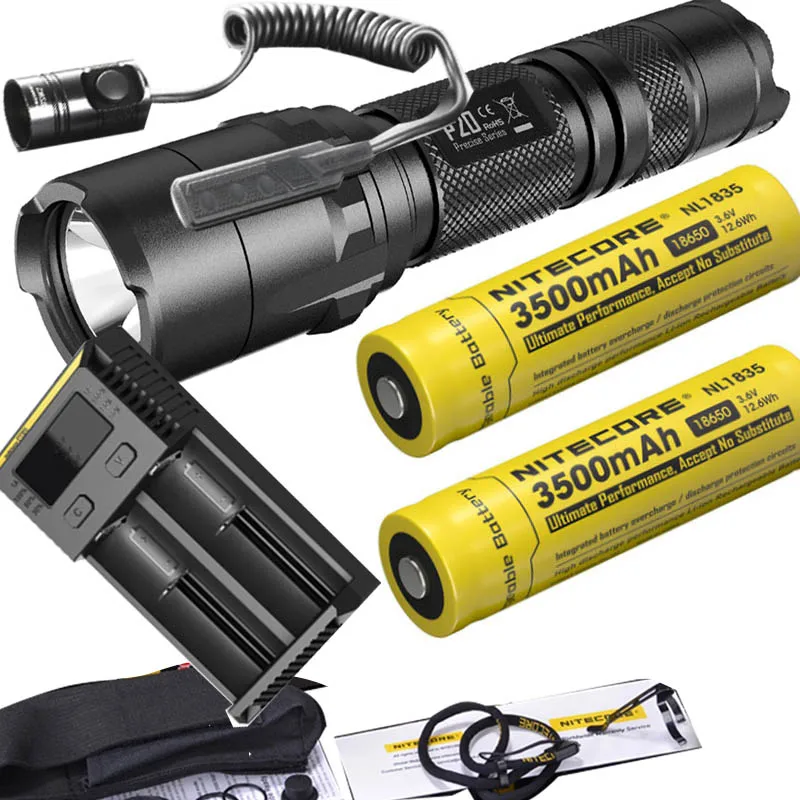 NITECORE P20 фонарь CREE XM-L2(U2) светодиодный Макс. 800 лм луч двойной переключатель задний светодиодный фонарь для спорта на открытом воздухе с RSW2 - Испускаемый цвет: 2 X NL1835 I2 RSW2