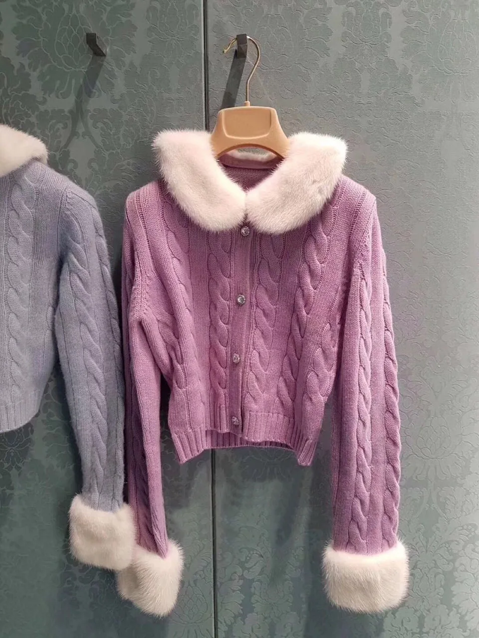 TVVOVVIN Sweet Girl Style Short Fund Sweater Early Autumn Lead Skinny Hemp Flowers Knitting Cardigan ZX512