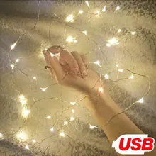 Fairy Light 1M 5M 10M 100 LEDS Starry String USB Lights Fairy Micro LED Transparent Wire