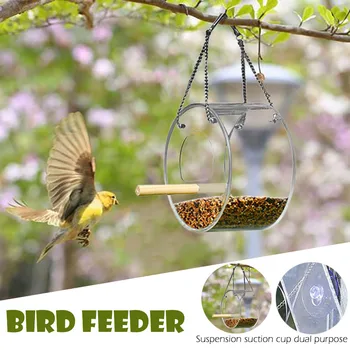 

Large Capacity Wild Bird Feed Dispenser Wooden Bird Feeder Bird House With Roof Home Garden Yard Decoration Hexagon Shape