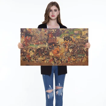 

1PC Cartoon Anime Animation Collection Classic Kraft Paper Cafe Bar Decorative Painting Poster Retro Wall Sticker 70x39cm