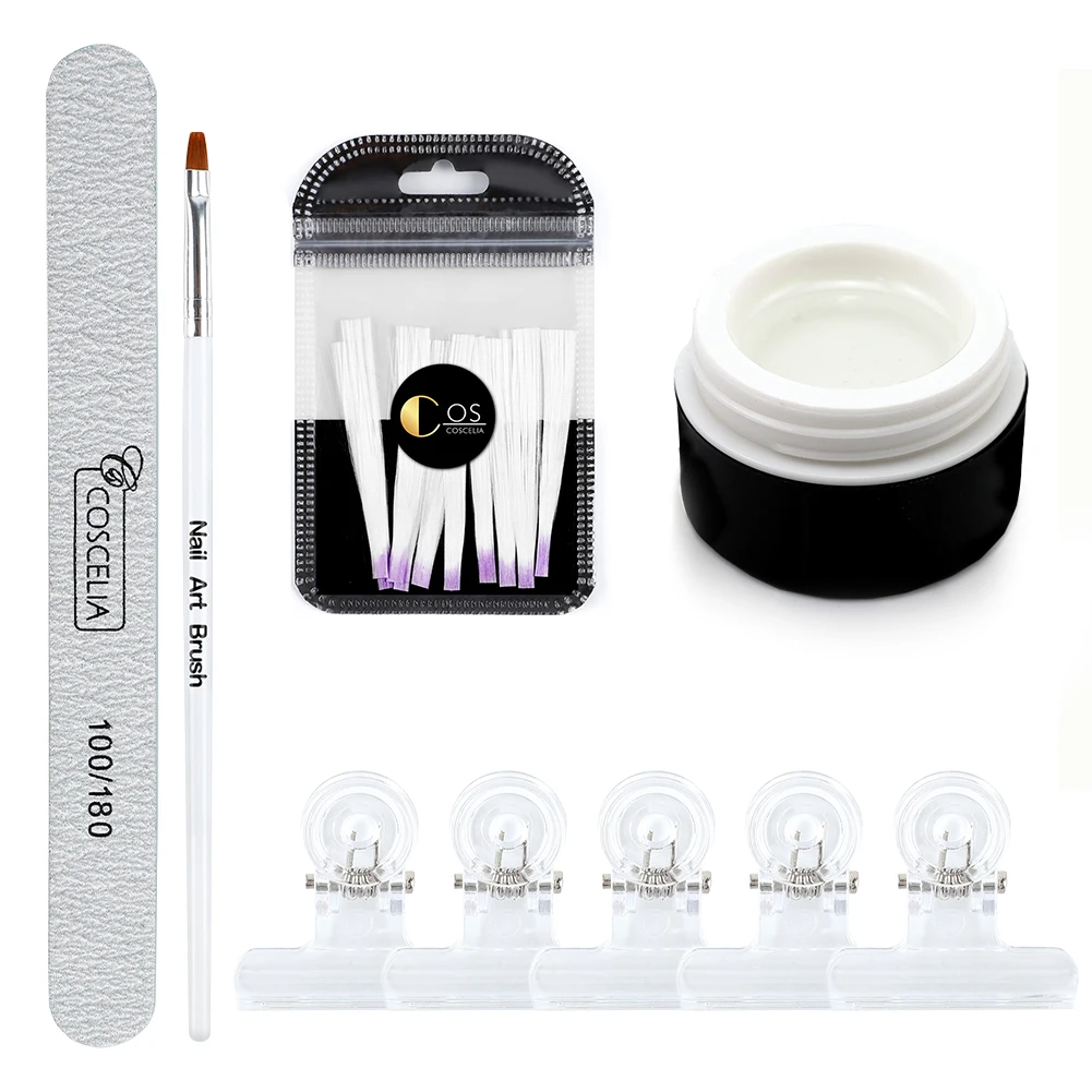 5 pcs Set 01 COSCELIA УФ-гель для ногтей акриловый Стеклопластик расширение волокна советы для украшения ногтей маникюрный набор инструментов гель для наращивания ногтей набор комплектов - Цвет: 5 pcs Set 01