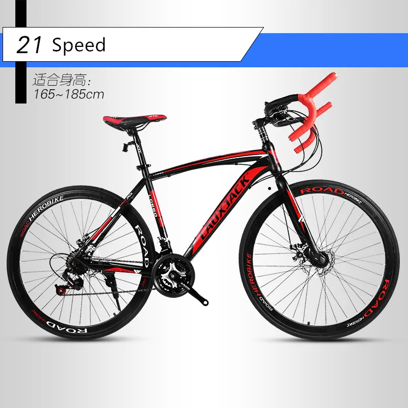 21 Speed black red New Brand Road Bike Carbon Steel Frame Patent handlebar Cycling Racing Bicycle SHIMAN0 30 Speed Sports Disc Brake Bicicleta - Цвет: 21 Speed black red