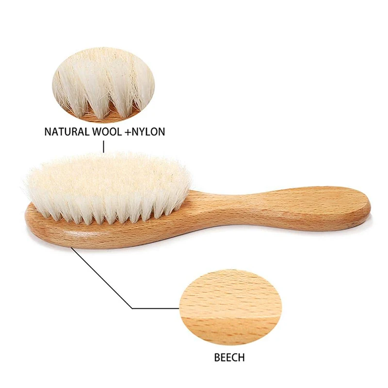 New Products Baby Hair Practical Brush Soft Goat Brow Premium Wooden For Cradle Dap Boys And Girls Child Newborn Shower Gift