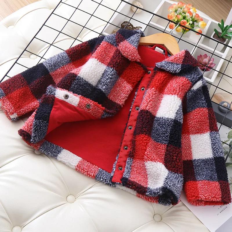 Children's Coat Girl Autumn Fashion Plaid Doll Collar Children's Coat