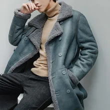 Зимняя куртка из натуральной кожи, мужская длинная шуба из натурального меха, мужская куртка из овчины, пальто для мужчин, Veste Cuir Homme 18148