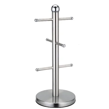 

Display Hanging Drinkware Cup Holder Set Home Bathroom Saving Space Paper Towel Stand Weighted Base Stainless Steel Kitchen Mug