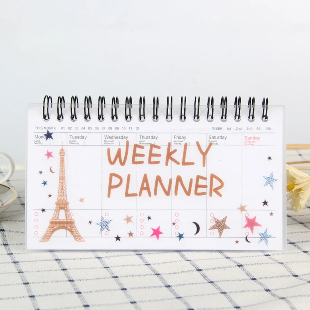 1pcs Cartoon Flamingo Elephant Weekly Daily Schedule Planner Notebook Coil Flip Book Agenda Organizer School Office Stationery - Цвет: style3
