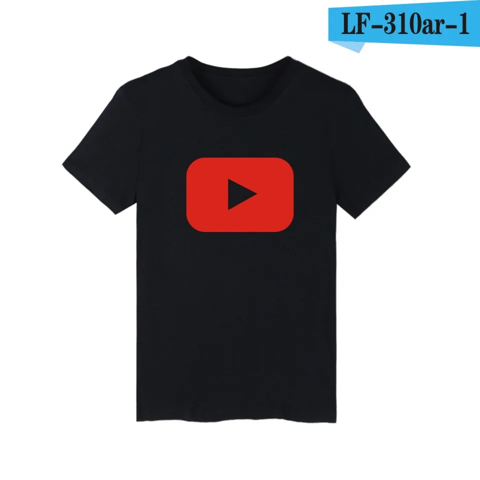 black Простая футболка с Youtube, мягкая хлопковая футболка, футболка с принтом YouTube, мужская толстовка с круглым вырезом, черные Брендовые мужские топы больших размеров - Цвет: black