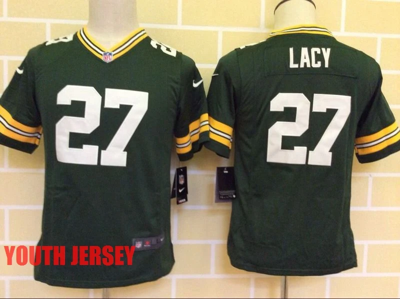 Stitiched, Green Bay, Aaron Rodgers, eddie lacy, Randall Cobb, Ha Clinton-Dix, Clay Matthews, Brett Favre для молодежи, детский трикотаж - Цвет: Золотой