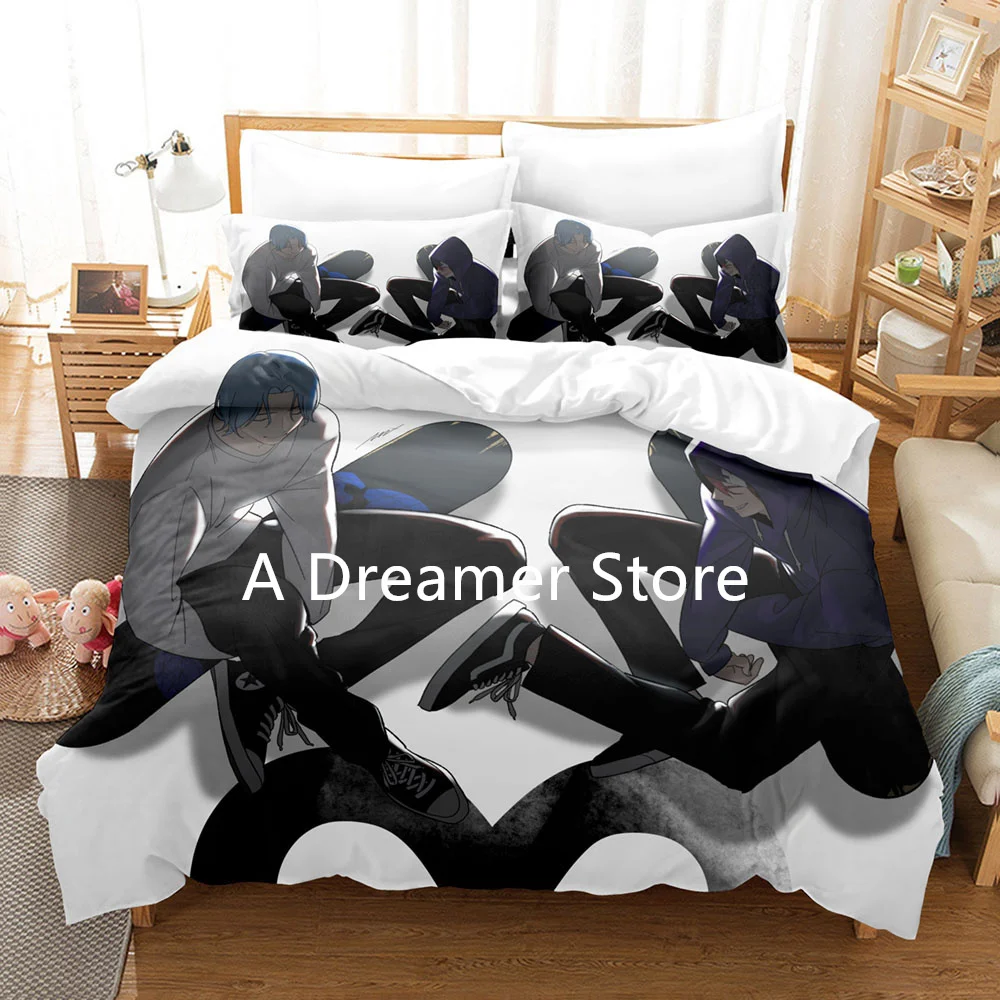 Skateboard Anime Bedding Set SK8 The Infinity Duvet Cover Boys Game Skateboard Printed Bedding Decoration Bedclothes Home