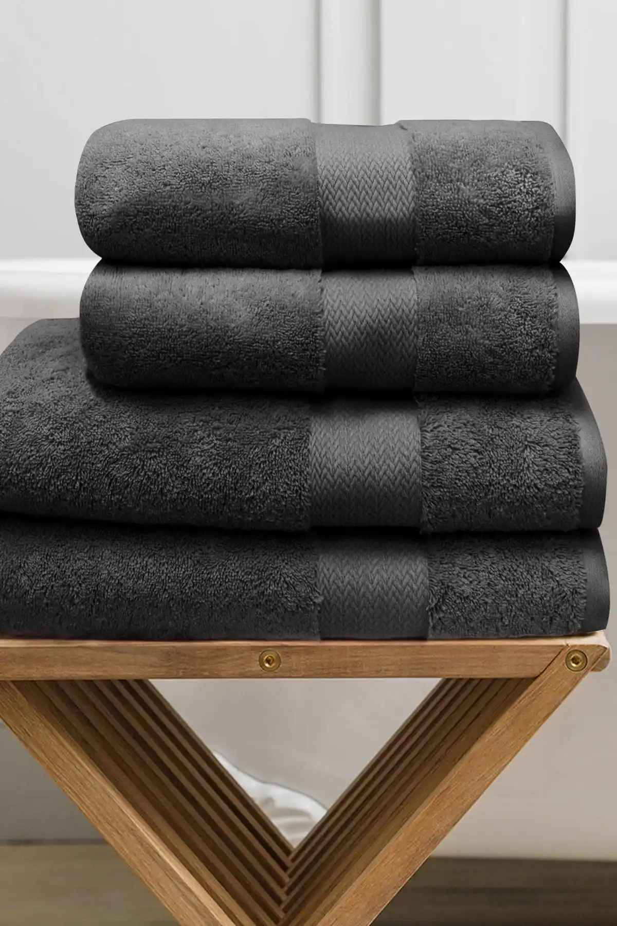 towel-set-4-pcs-black-cotton-soft-absorbent