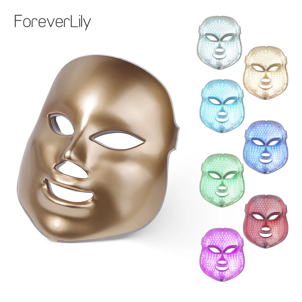 Comprar Foreverlili LED máscara Facial 7 colores luz fotón apretar poros de la piel rejuvenecimiento Anti acné tratamiento de eliminación de arrugas salón de belleza