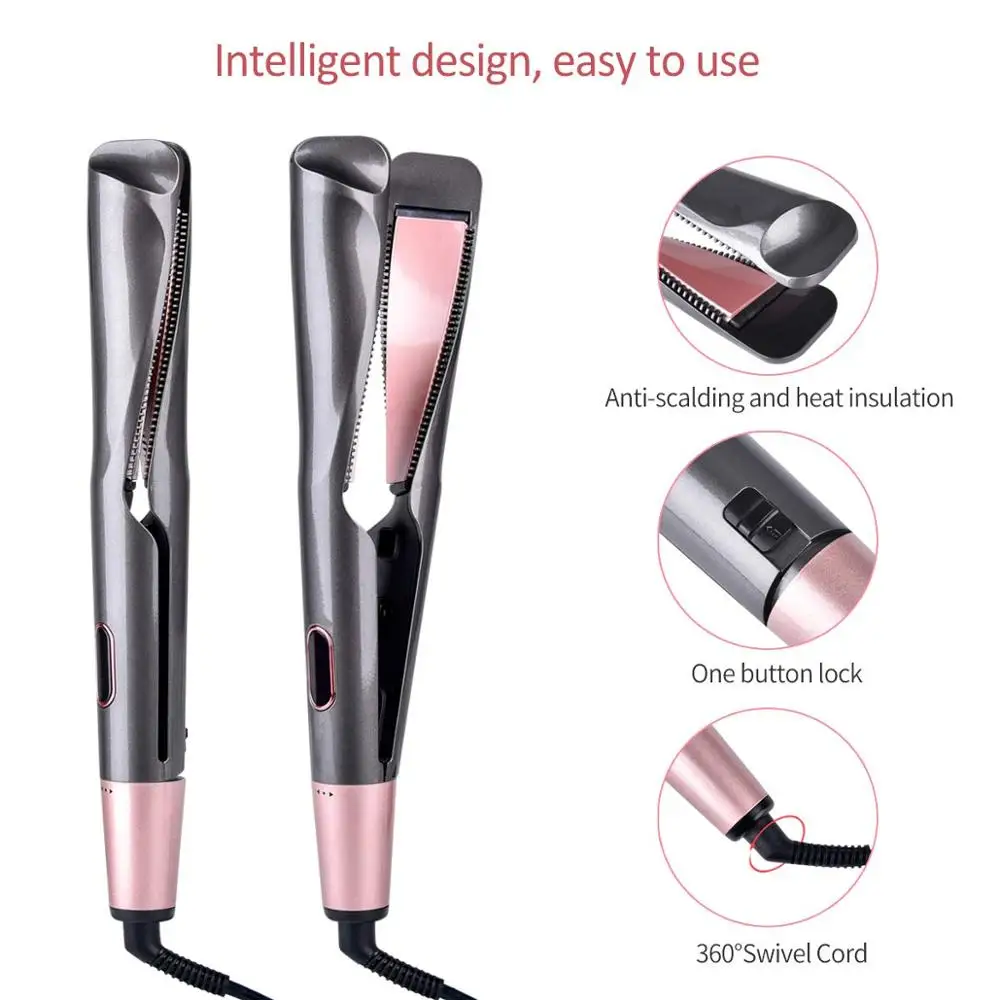 Выпрямитель для волос 2 в 1 плойка с керамической пластиной|iron brush|straightener iron brushsteam