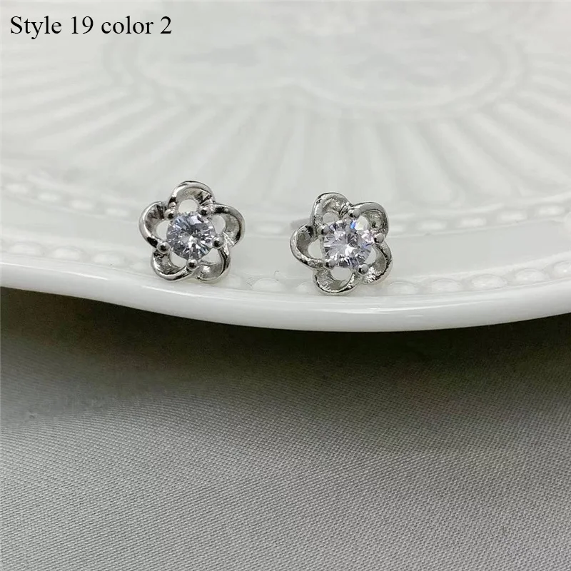 925 Sterling Silver Earrings Stud for Women Solid Silver Jewelry Earrings Bling CZ Zircon Stone Stud Brincos Bridal Wedding