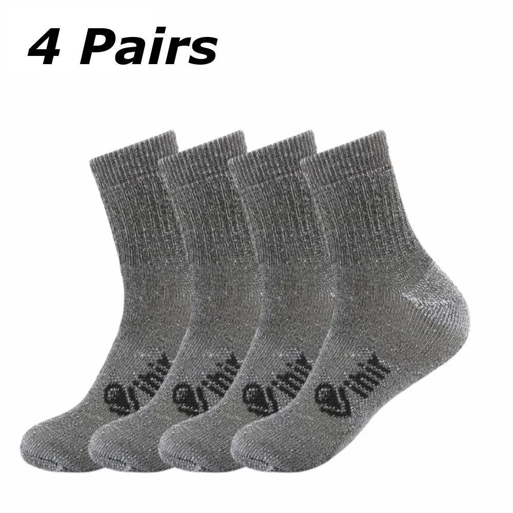 4 Pairs/pack,Vihir Men's Antimicrobial Thermal 80% Merino Wool Athletic Crew sport Socks