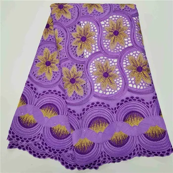

5 yard Swiss lace fabric 2019 latest heavy beaded embroidery African cotton fabrics Swiss voile lace popular Dubai style HL10241