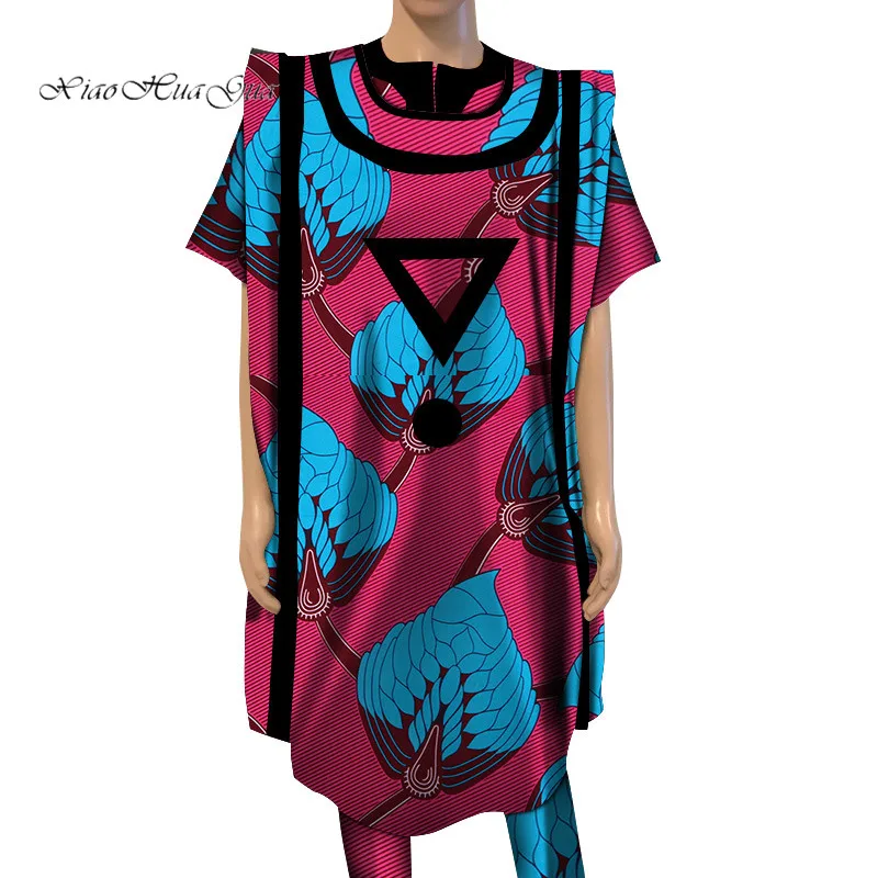 6 Dashiki Bazin Riche Ankara комплект из 3 предметов, короткий рукав, пальто и брюки, халат, африканская Повседневная Традиционная рубашка "Дашики", мужская одежда WYN566 - Цвет: 6