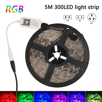 

5M Bluetooth LED Strip Lights RGB 5050 SMD Flexible Ribbon Waterproof RGB LED Light Tape Diode DC 12V Bluetooth APP Control