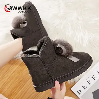 

WWKK Women Boots Winter Warm Snow Boots Women Slip-on Suede Ankle Boots For Female Winter Shoes Botas Mujer Plush Shoes Woman