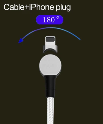 Универсальный Магнитный usb-кабель с поворотом на 180 градусов, кабель для быстрой зарядки, Магнитный зарядный кабель для iPhone XR XS Max X - Цвет: white cable-iphone