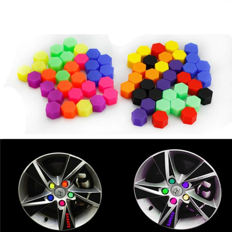

20Pcs/Set Universal Car Silicone Gel Wheel Cap Candy Color Wheel Screw Cover Dustproof Rustproof Hub Caps For Car Exterior Parts