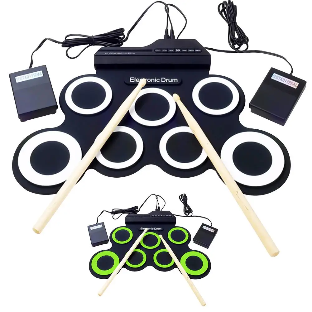Folding Hand Roll Up Thicken Silicone Kids Electronic Drum Percussion Instrument Music Equipment Accessories Attachment