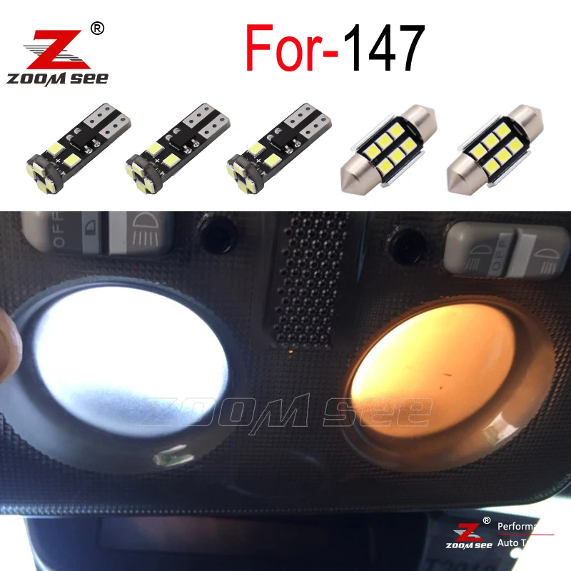9Pc X Led Di Errore Gratuito Tronco Della Lampadina + Led Interno Della Cupola Mappa Luci Kit Per Alfa Romeo 147 (Da 2000 A 2010)