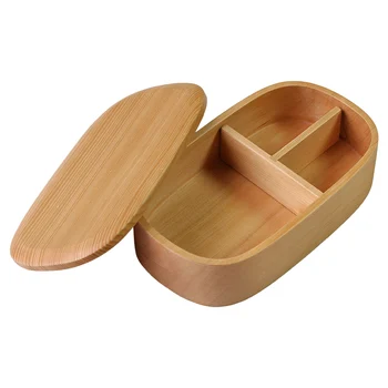 

Wooden separate lunch box single layer Japanese household lunch box wood retro double layer sushi solid wood as a box