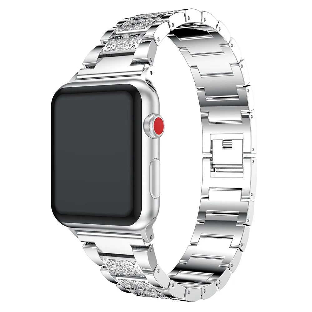 Алмазный ремешок из нержавеющей стали для Apple Watch Band 5 44 мм 40 мм 38 мм 42 мм модный металлический спортивный браслет для iWatch Series 5 4 3 2 1 ремешки