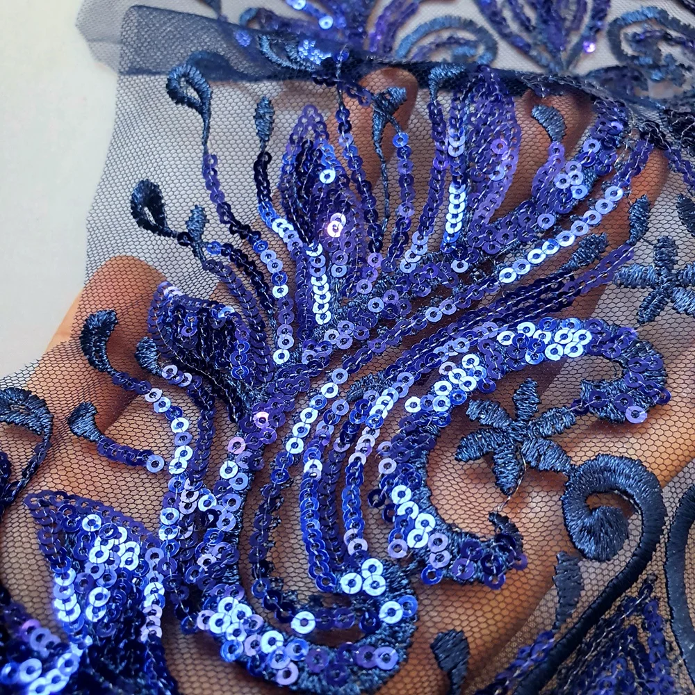 Royal Blue Sequined Beaded Designer Diy French African Nigerian