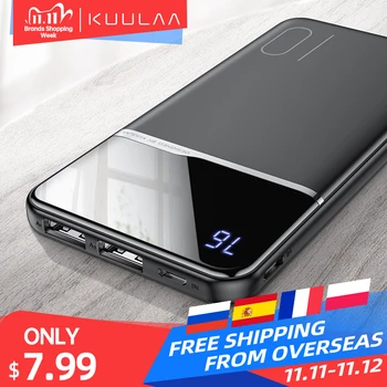  KUULAA Power Bank 10000mAh Портативное зарядное устройство Poverbank 10000 мАч Dual USB сверхтонкое зарядное устройство для Xiaomi Mi 9 8 iPhone 