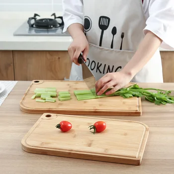 

Bamboo Kitchen Chopping Board with Hanger Cheese Fruit Vegetable Meat Beef Cutting Block Knife Accessories Stuff Not Mmoldy