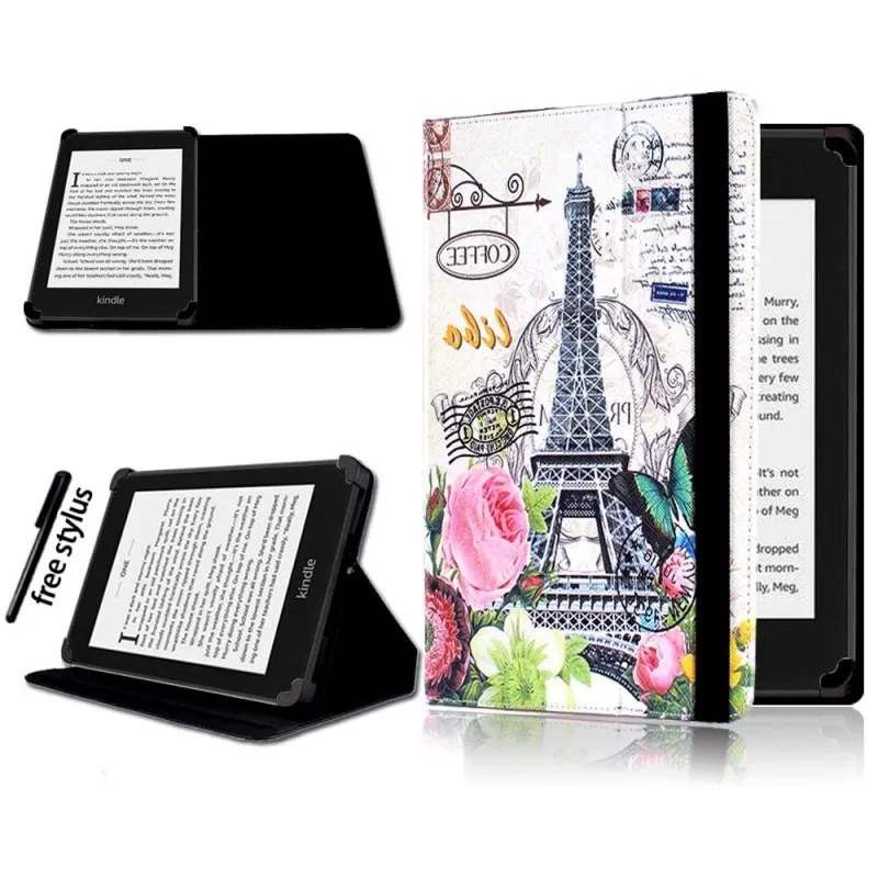 Blue Floral KK&LL для Amazon Kindle 4/5/7/8/9 Paperwhite 1/2/3/4/Kindle Fire HD 6 дюймов 4th/5th Gen Кожаная подставка для планшета Чехол-книжка чехол - Цвет: Blue Floral