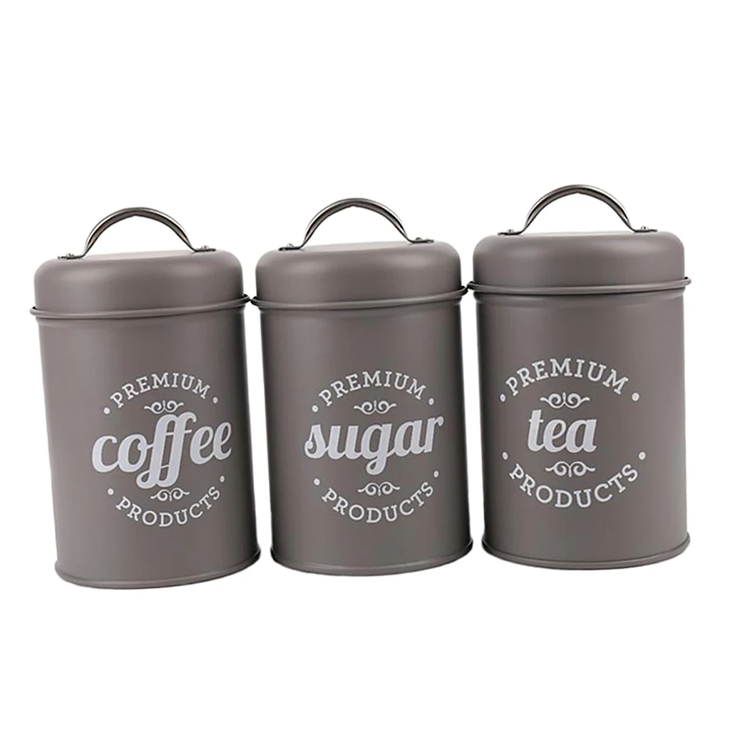 Canister Set Beautiful Canisters for Kitchen Counter Food Storage Container Tea Coffee Sugar Canisters 3pcs/set Storage Jars