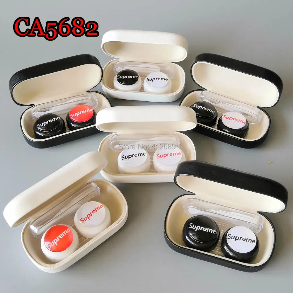 

contact lens case cute fashion deco pu cover travel box CA5682