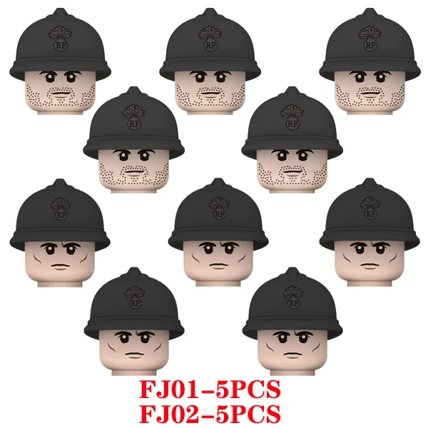 WW2 Army Military French Infantry Soldiers Figures Building Blocks WW1 Helmet Weapons Guns Parts Mini Bricks Toy For Children A-FJ01-02-10PCS