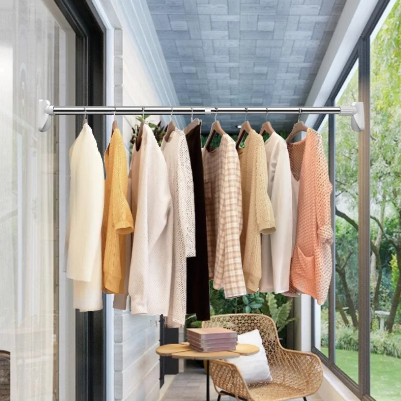 Barra de ropa extensible, barra de cortina de ducha ajustable para armario,  balcón, armario, baño, varilla telescópica de ropa