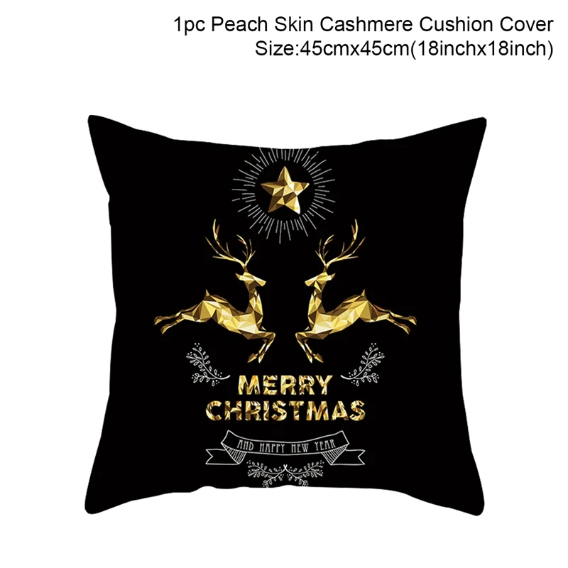 Рождественские украшения с рождеством, черные и золотистые вставки, чехол для дивана, рождественские украшения для дома, год - Цвет: Cushion Cover1
