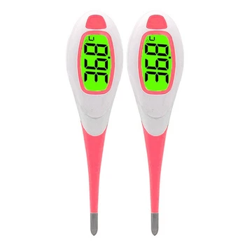 

2PC Electronic Digital Thermometer LCD Display Portable Human Mouth Thermometer for Kids Adult(32-42C) Pink