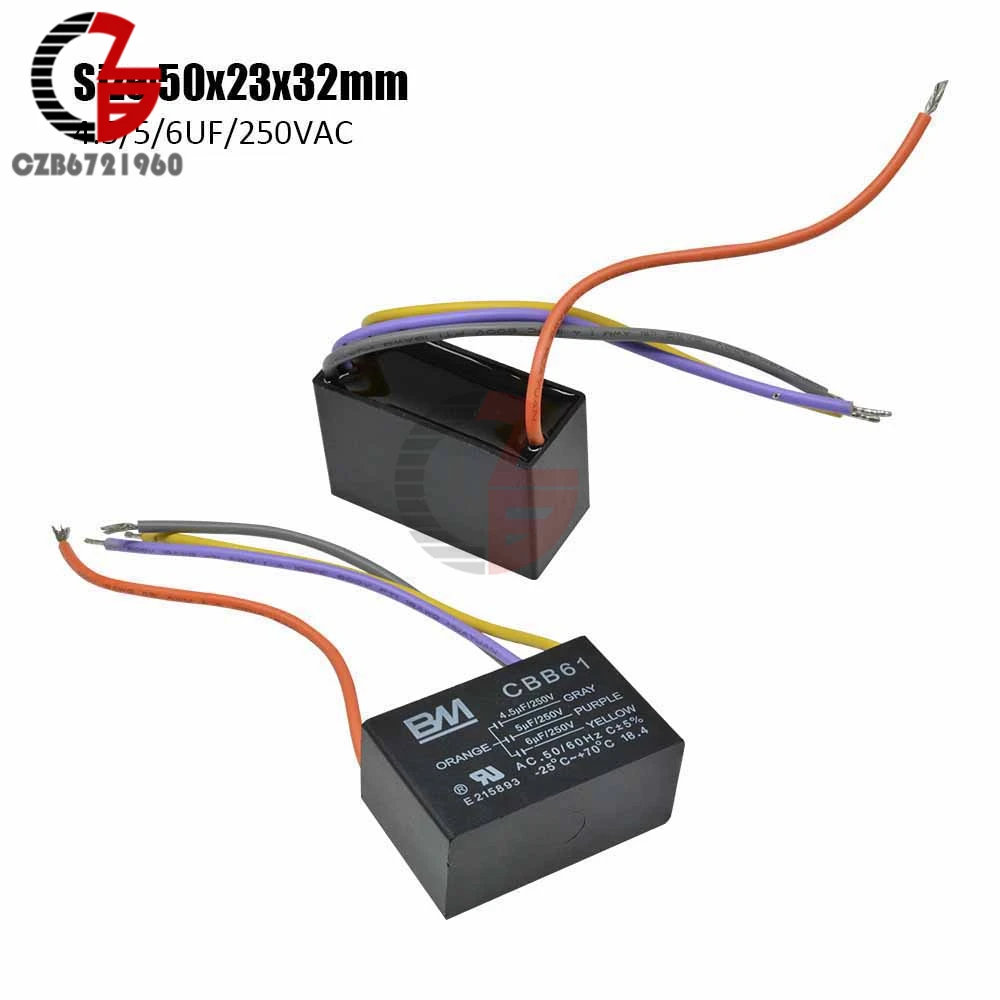 Us 3 67 18 Off Cbb61 Starting Capacitance Ac Fan Capacitor 4 Wires 4 5 5 6uf 250v Ac Terminal Ceiling Fan Motor Running Rectangle