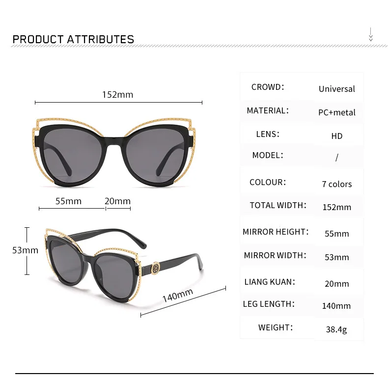 Fashion Luxury Cat Eye Sunglasses For Women Men Brand Design Classic Retro Male Ladies Summer Beach Outdoor Driving Sun Glasses reader sunglasses