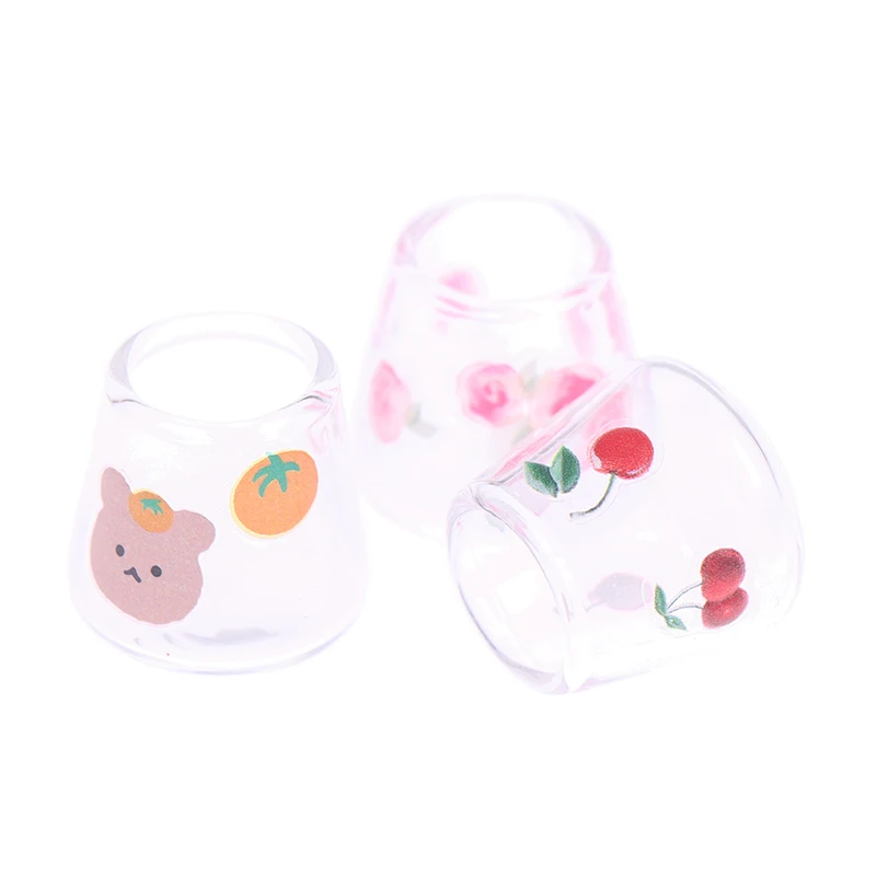 4pcs/set 1/12 Dollhouse Miniature Cartoon Clear Glass Cup Model Simulation Kitchen Furniture Toys For Doll House Decoration 6