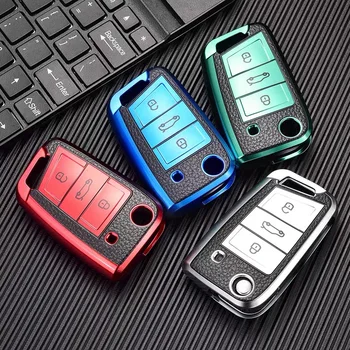 

2019 New Soft TPU Car Key Case Cover For Volkswagen VW Golf 7 MK7 Tiguan mk2 for Skoda Octavia A7 Kodiaq 2017 2018 2019