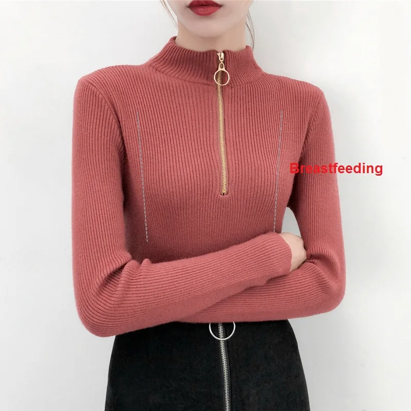 Soft Knitted Pregnant Nursing Sweater Maternity Tops Long Sleeves Breastfeeding Clothes Autumn Winter Fashion Maternity Sweaters