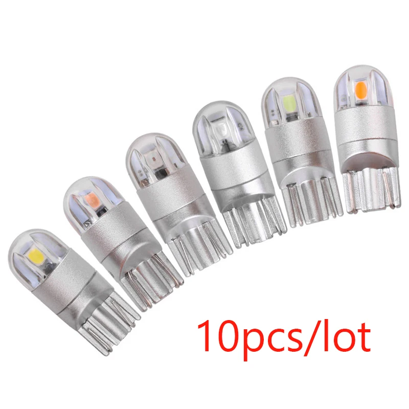 

10pcs T10 LED Car Light 2 SMD 3030 W5W WY5W 192 501 Car Interior Light COB 12V White Bright T10 Bulb Marker Lamp Clearance Light