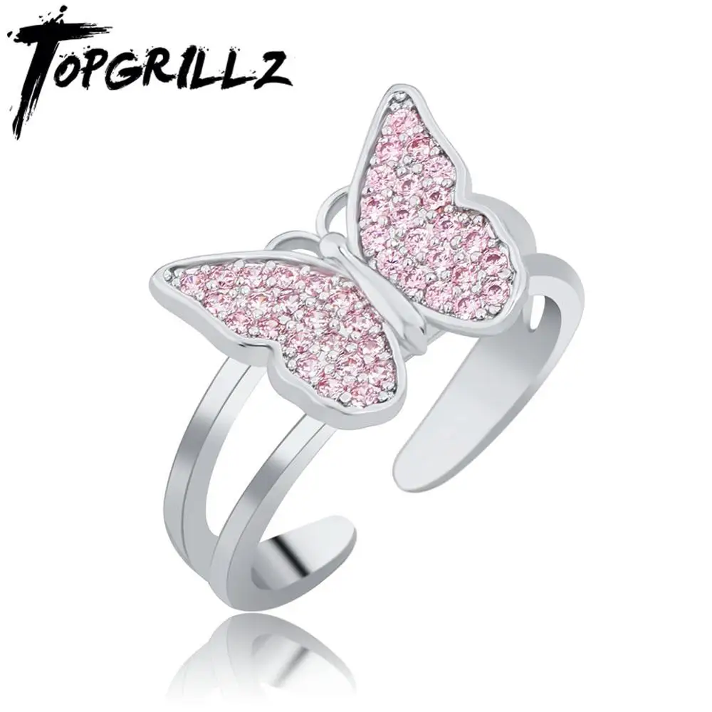TOPGRILLZ высококачественное кольцо бабочка открытое медное инкрустированное для